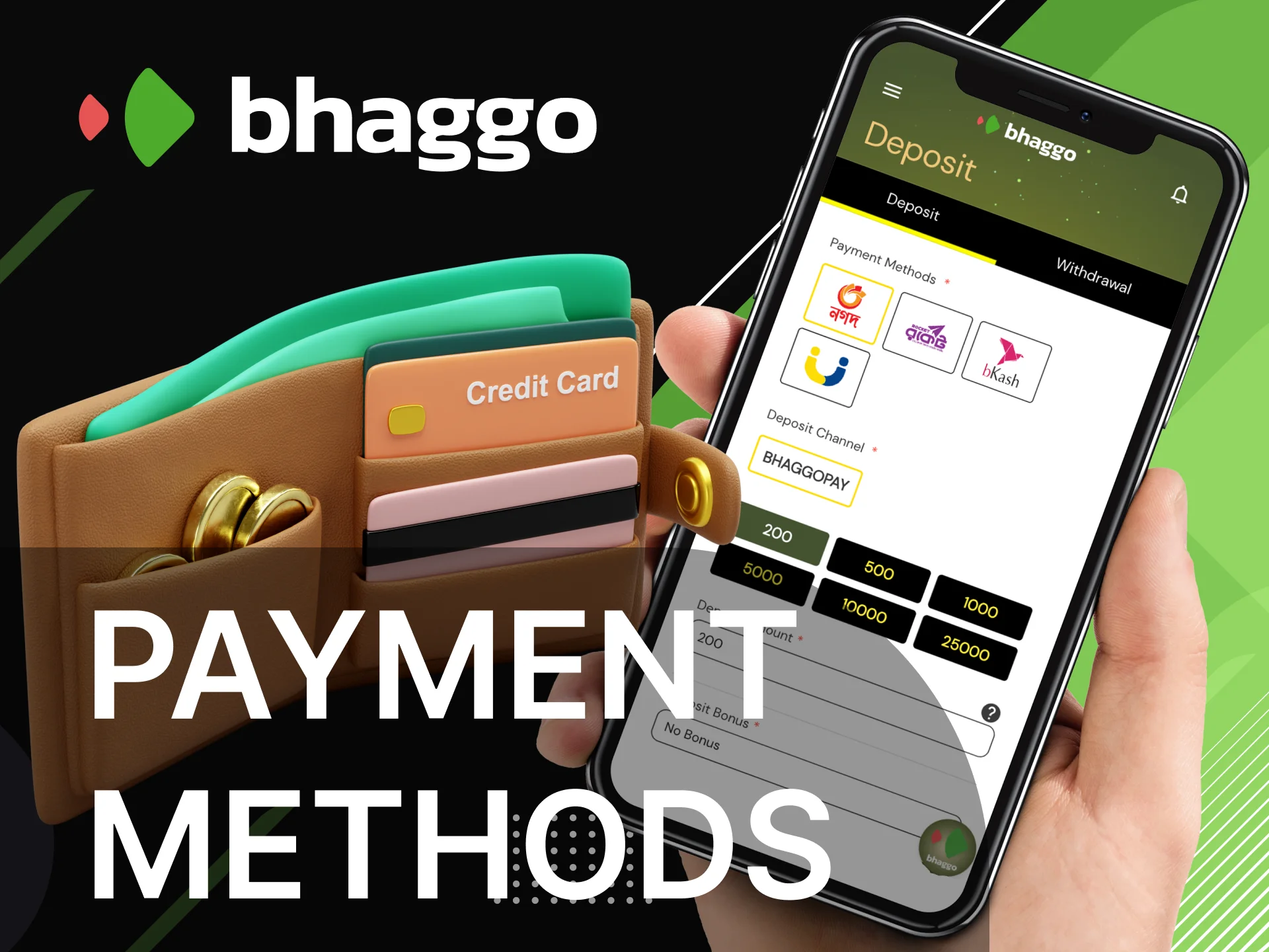 What payment methods are available on the Bhaggo online casino website.