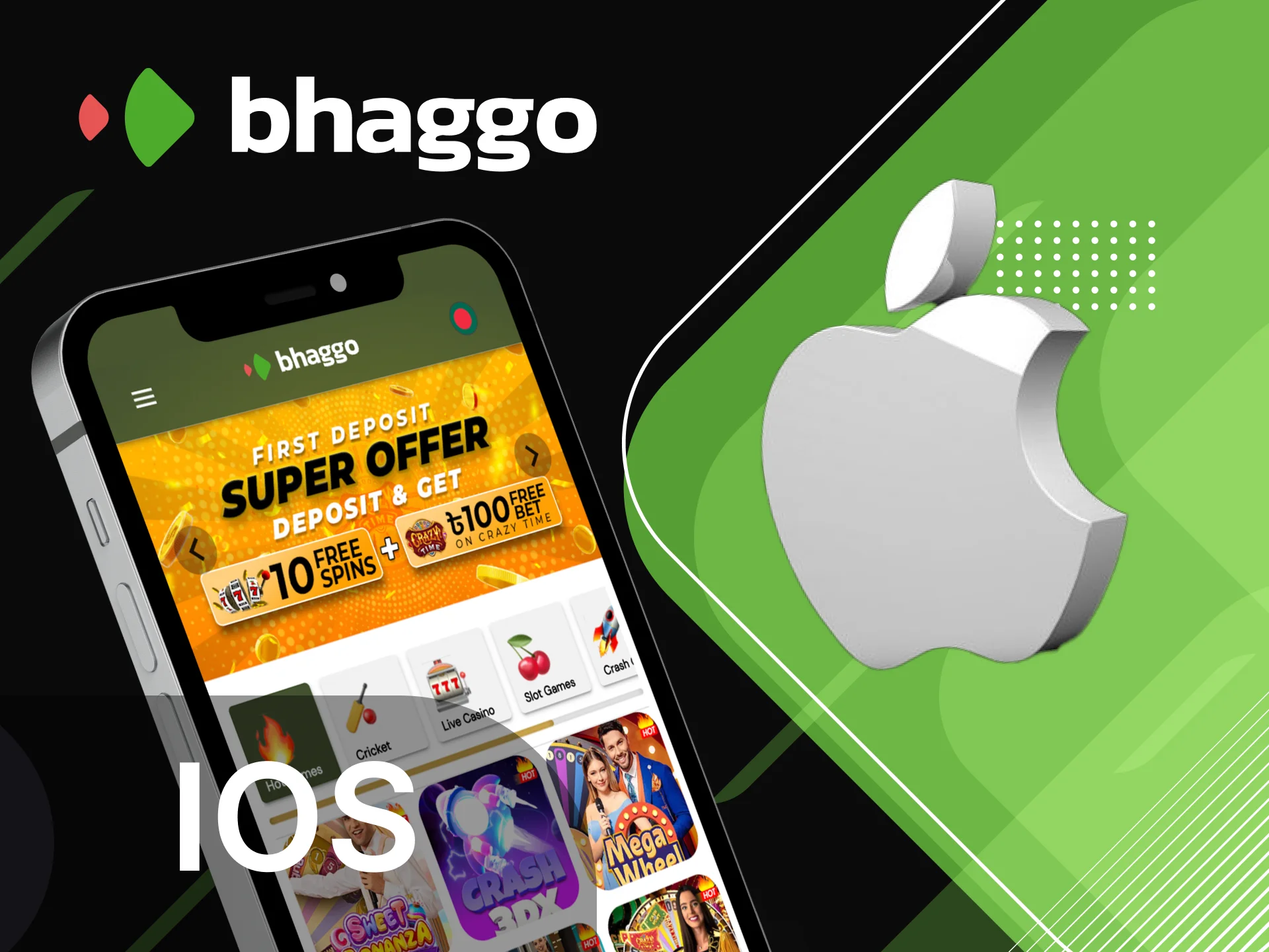 What characteristics should an iOS phone have so that I can download the mobile application of the Bhaggo online casino.