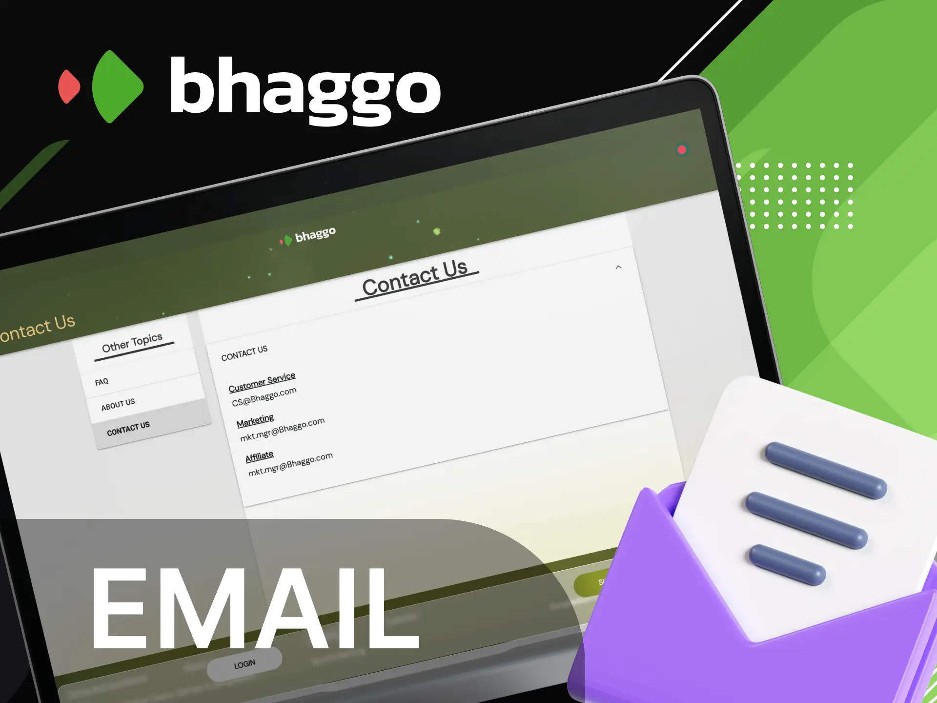 What email can I write to the support service of the Bhaggo online casino website.