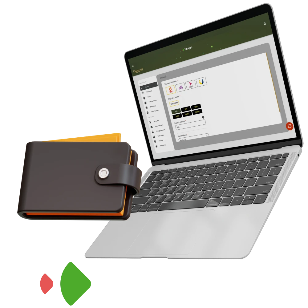 How a player should make a deposit on the Bhaggo online casino website.