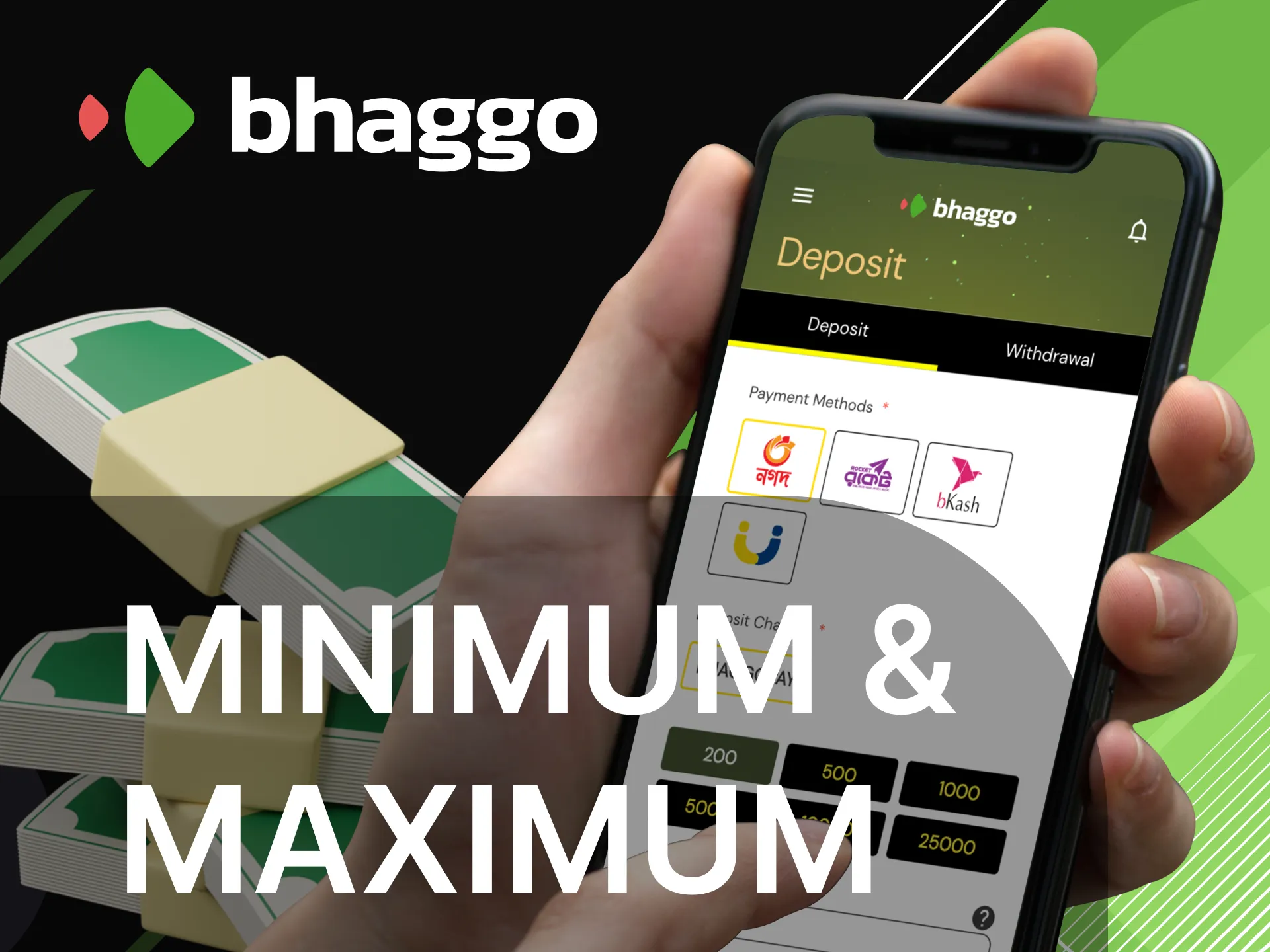 What is the maximum amount I can deposit into my account on the Bhaggo online casino website.