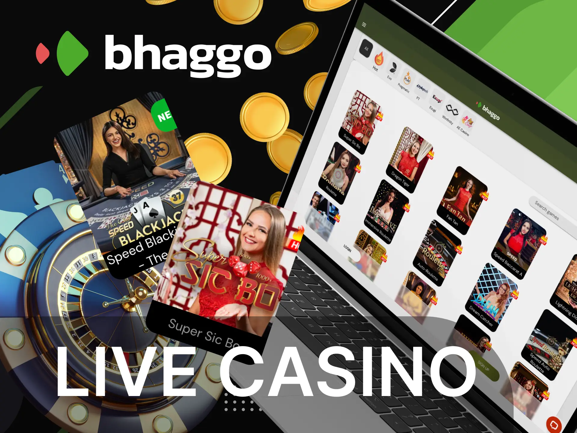 What are Live Casino games on the Bhaggo online casino website.