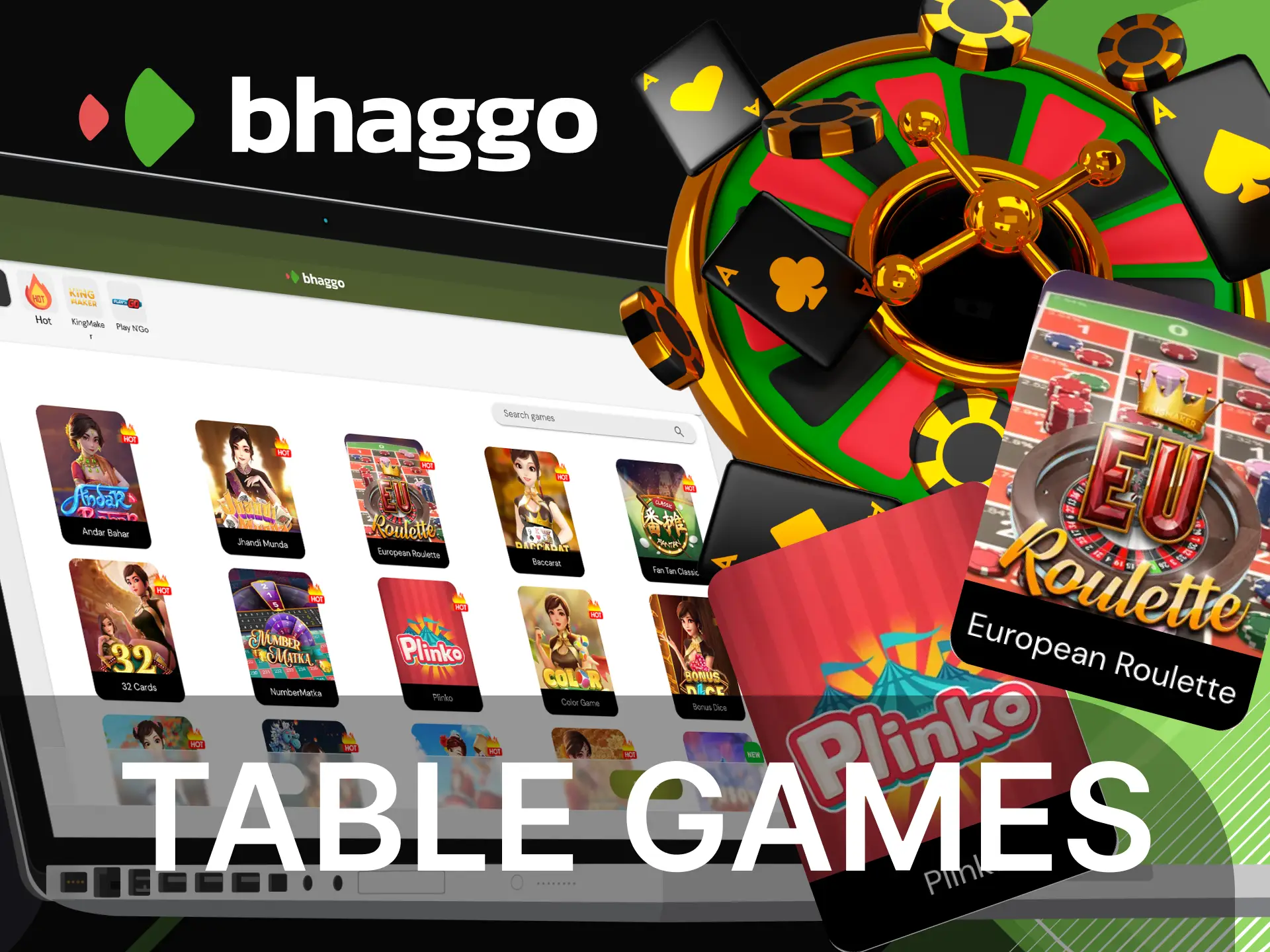 What table games can I find on the Bhaggo online casino website.